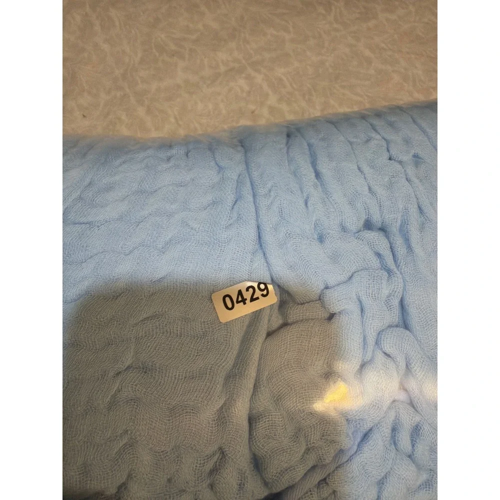 The Fleece Company Muslin Blanket Baby Blue 100% Cotton Large Throw 60x80